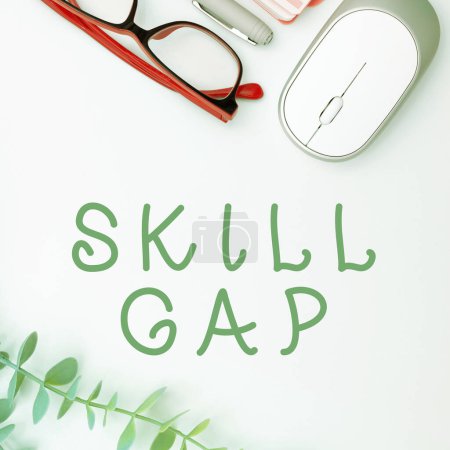 Foto de Subtítulos Conceptual Skill Gap, Business overview Referirse a una persona debilidad o limitación de conocimiento - Imagen libre de derechos