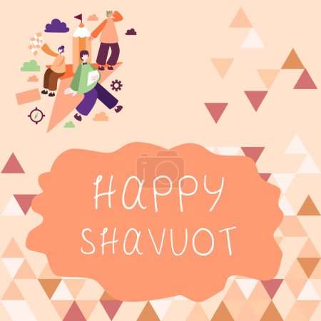 Photo for Conceptual caption Happy Shavuot, Business overview Jewish holiday commemorating of the revelation of the Ten Commandments - Royalty Free Image