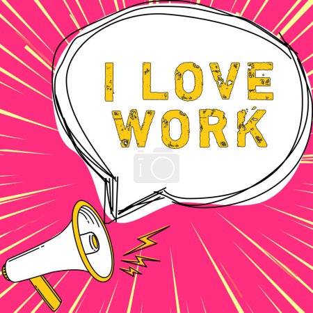 Foto de Inspiración mostrando signo I Love Work, escaparate de negocios Alto auto-tallo siendo cómodo con su trabajo - Imagen libre de derechos