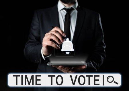 Photo for Text sign showing Time To Vote, Business approach Election ahead choose between some candidates to govern - Royalty Free Image