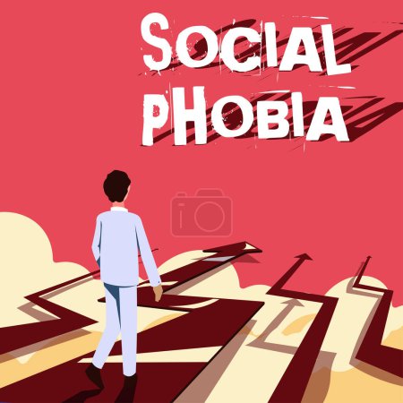 Photo for Text caption presenting Social Phobia, Word Written on overwhelming fear of social situations that are distressing - Royalty Free Image