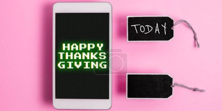 Téléchargez les photos : Texte manuscrit Joyeux Thanksgiving, Idée d'entreprise Festival des récoltes Fête nationale célébrée en novembre - en image libre de droit