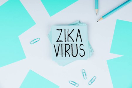 Photo for Hand writing sign Zika Virus, Word for caused by a virus transmitted primarily by Aedes mosquitoes - Royalty Free Image