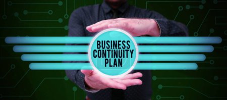 Foto de Text caption presenting Business Continuity Plan, Business approach creating systems prevention deal potential threats - Imagen libre de derechos