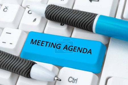 Photo for Inspiration showing sign Meeting Agenda, Business overview An agenda sets clear expectations for what needs to a meeting - Royalty Free Image
