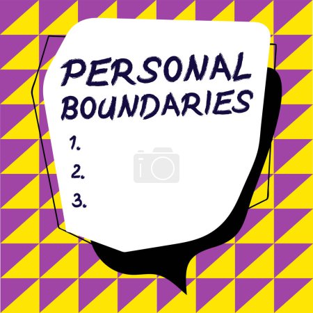 Photo for Hand writing sign Personal Boundaries, Word for something that indicates limit or extent in interaction with personality - Royalty Free Image