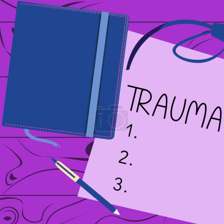 Foto de Text caption presenting Trauma, Business overview deeply distressing or disturbing experience Physical injury - Imagen libre de derechos