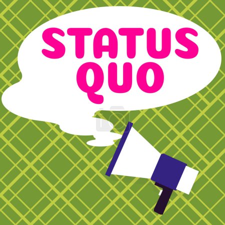 Foto de Inspiration showing sign Status Quo, Business approach existing state of affairs regarding social or political issues - Imagen libre de derechos