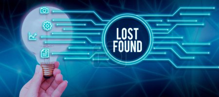Text, der Inspiration zeigt Lost Found, Geschäftskonzept Dinge, die zurückgelassen werden und an den Eigentümer zurückgegeben werden können