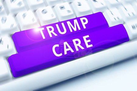 Téléchargez les photos : Hand writing sign Trump Care, Word for refers to replacement for Affordable Care Act in united states - en image libre de droit