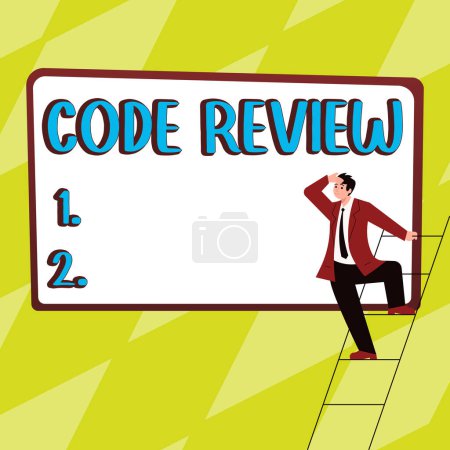 Photo for Conceptual caption Code Review, Business overview going over a subject in study or recitation to fix it - Royalty Free Image