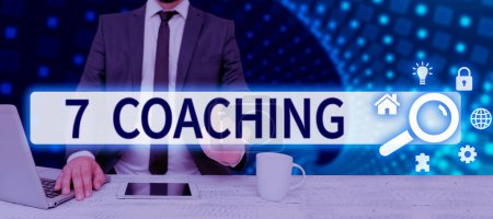 Photo for Text sign showing 7 Coaching, Concept meaning Refers to a number of figures regarding business to be succesful - Royalty Free Image