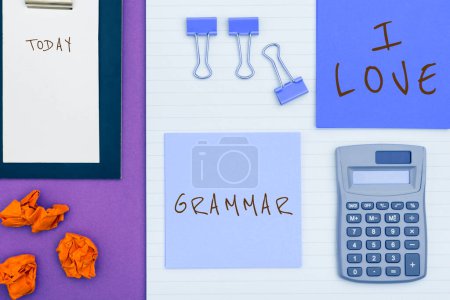 Photo for Handwriting text I Love Grammar, Business concept act of admiring system and structure of language - Royalty Free Image