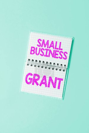 Photo for Writing displaying text Small Business Grant, Business approach an individual-owned business known for its limited size - Royalty Free Image