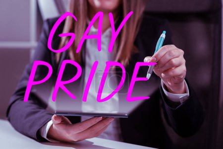 Foto de Texto de escritura Orgullo Gay, Foto conceptual Dignidad de un idividual que pertenece a un hombre o a una mujer - Imagen libre de derechos