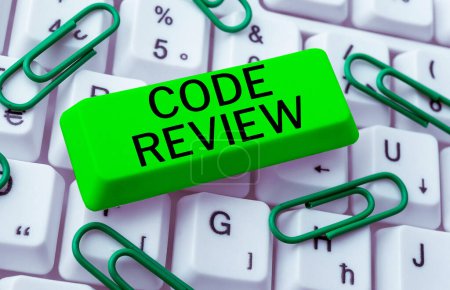 Photo for Sign displaying Code Review, Word Written on going over a subject in study or recitation to fix it - Royalty Free Image