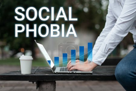 Photo for Hand writing sign Social Phobia, Business idea overwhelming fear of social situations that are distressing - Royalty Free Image