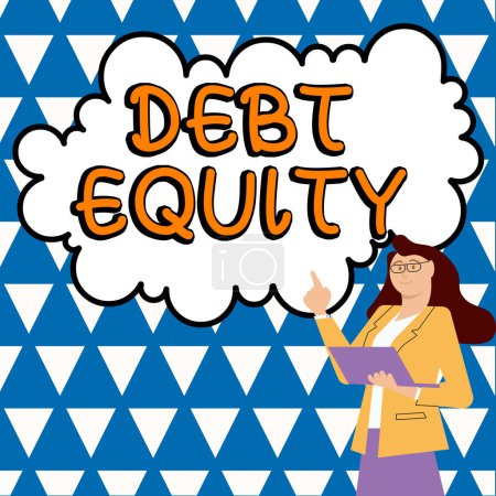 Foto de Hand writing sign Debt Equity, Business showcase dividing companys total liabilities by its stockholders - Imagen libre de derechos