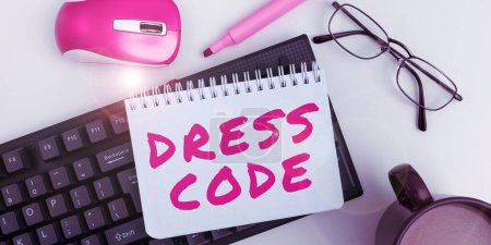 Photo for Text showing inspiration Dress Code, Business overview an accepted way of dressing for a particular occasion or group - Royalty Free Image