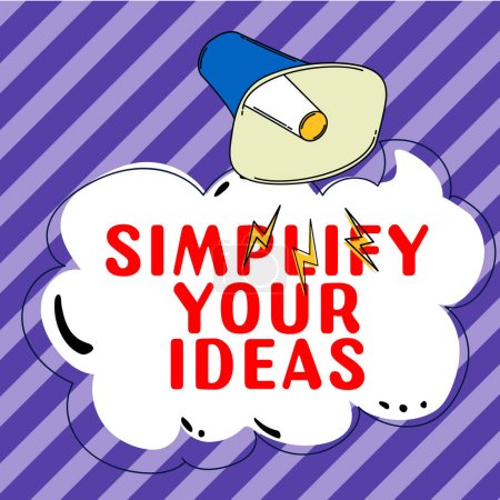 Téléchargez les photos : Affichage conceptuel Simplifiez vos idées, Word pour simplifier ou réduire les choses à l'essentiel - en image libre de droit
