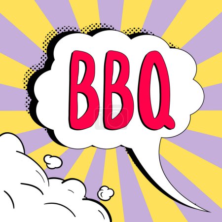 Photo for Text sign showing Bbq, Business idea usually done outdoors by smoking meat over wood or charcoal - Royalty Free Image