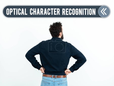 Photo for Writing displaying text Optical Character Recognition, Business concept the identification of printed characters - Royalty Free Image