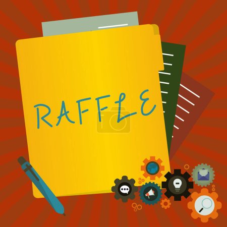 Photo for Text sign showing Raffle, Business showcase means of raising money by selling numbered tickets offer as prize - Royalty Free Image