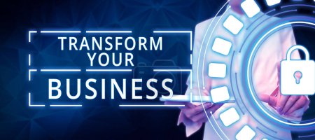 Foto de Text sign showing Transform Your Business, Conceptual photo Modify energy on innovation and sustainable growth - Imagen libre de derechos