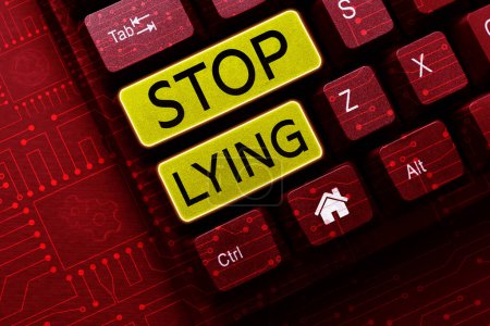 Photo for Conceptual display Stop Lying, Concept meaning put an end on chronic behavior of compulsive or habitual lying - Royalty Free Image