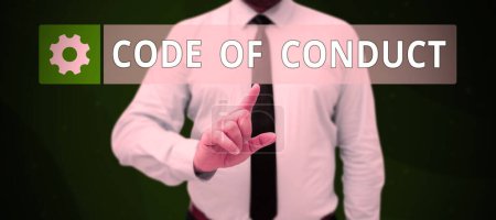 Téléchargez les photos : Conceptual caption Code Of Conduct, Business approach Ethics rules moral codes ethical principles values respect - en image libre de droit