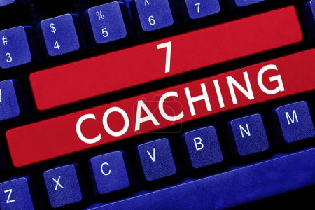 Photo for Text sign showing 7 Coaching, Conceptual photo Refers to a number of figures regarding business to be succesful - Royalty Free Image