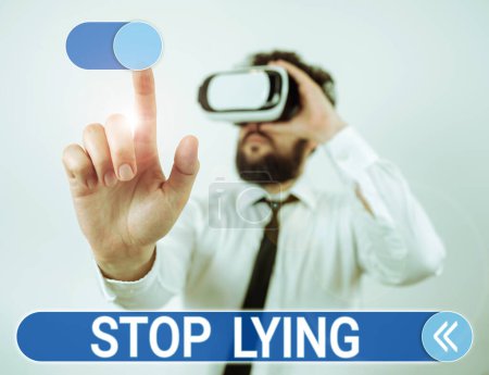 Photo for Hand writing sign Stop Lying, Internet Concept put an end on chronic behavior of compulsive or habitual lying - Royalty Free Image