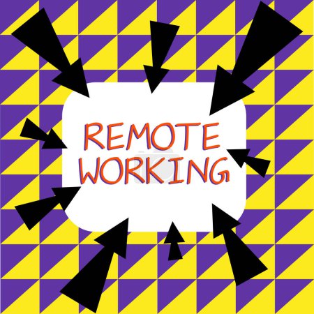 Photo for Text showing inspiration Remote Working, Word Written on situation in which an employee works mainly from home - Royalty Free Image