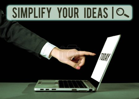 Photo for Writing displaying text Simplify Your Ideas, Business showcase make simple or reduce things to basic essentials - Royalty Free Image
