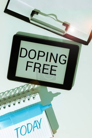 Foto de Handwriting text Doping Free, Concept meaning proven not using any substance to illegally improve athletic - Imagen libre de derechos