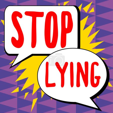 Téléchargez les photos : Conceptual caption Stop Lying, Business overview put an end on chronic behavior of compulsive or habitual lying - en image libre de droit