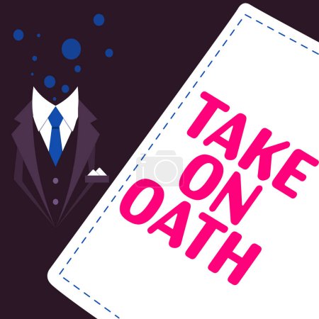 Foto de Text caption presenting Take On Oath, Business showcase A solemn appeal to a deity Speak the truth Make a Promise - Imagen libre de derechos