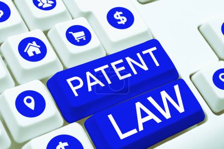 Foto de Text caption presenting Patent Law, Internet Concept deals with an inventors exclusive right to use own invention - Imagen libre de derechos