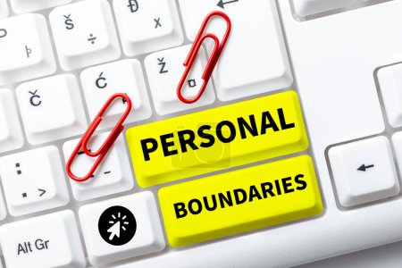 Foto de Text sign showing Personal Boundaries, Word for something that indicates limit or extent in interaction with personality - Imagen libre de derechos