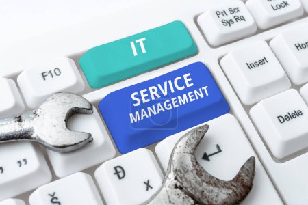 Photo for Text showing inspiration It Service Management, Word Written on the process of aligning enterprise IT services - Royalty Free Image