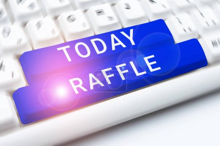 Photo for Text sign showing Raffle, Business overview means of raising money by selling numbered tickets offer as prize - Royalty Free Image