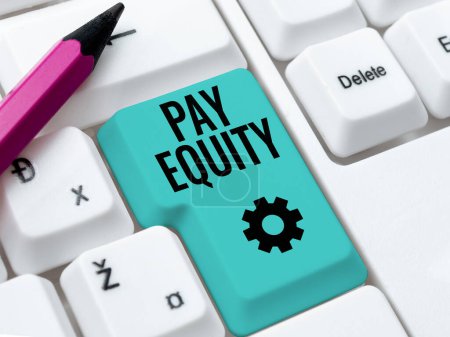 Foto de Text showing inspiration Pay Equity, Business concept eliminating sex and race discrimination in wage systems - Imagen libre de derechos