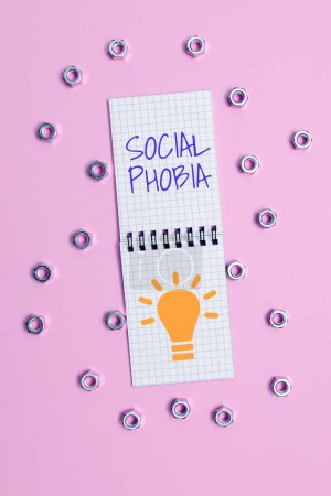 Photo for Inspiration showing sign Social Phobia, Business concept overwhelming fear of social situations that are distressing - Royalty Free Image