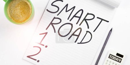 Foto de Text sign showing Smart Road, Word for number of different ways technologies are incorporated into roads - Imagen libre de derechos