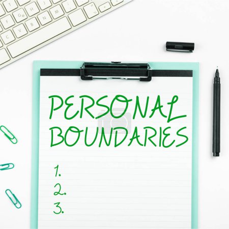 Foto de Text caption presenting Personal Boundaries, Business approach something that indicates limit or extent in interaction with personality - Imagen libre de derechos