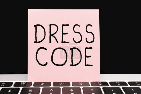 Photo for Hand writing sign Dress Code, Business concept an accepted way of dressing for a particular occasion or group - Royalty Free Image