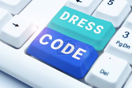Foto de Text sign showing Dress Code, Business showcase an accepted way of dressing for a particular occasion or group - Imagen libre de derechos