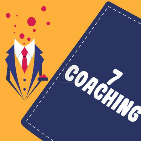 Photo for Text showing inspiration 7 Coaching, Conceptual photo Refers to a number of figures regarding business to be succesful - Royalty Free Image