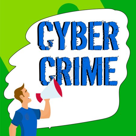 Téléchargez les photos : Hand writing sign Cyber Crime, Concept meaning kind of criminal activities carried out by means of Internet - en image libre de droit