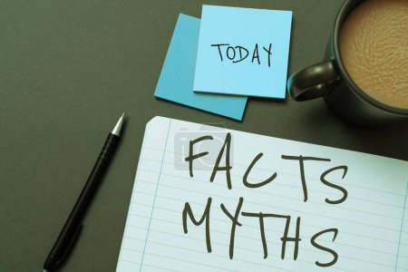 Photo for Handwriting text Facts Myths, Word for work based on imagination rather than on real life difference - Royalty Free Image